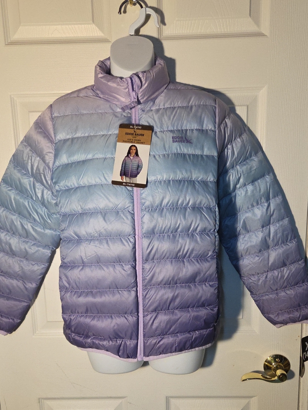 Eddie Bauer Kid's Ombre Lavender Blue CirrusLite Quilted Puffer Jacket XL NWT